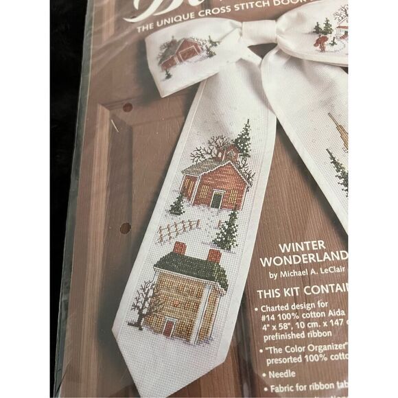 NEW SEALED JCA Inc BOW TIES FRONT DOOR BOW WINTER WONDERLAND 17" Long #08100 - Picture 4 of 4